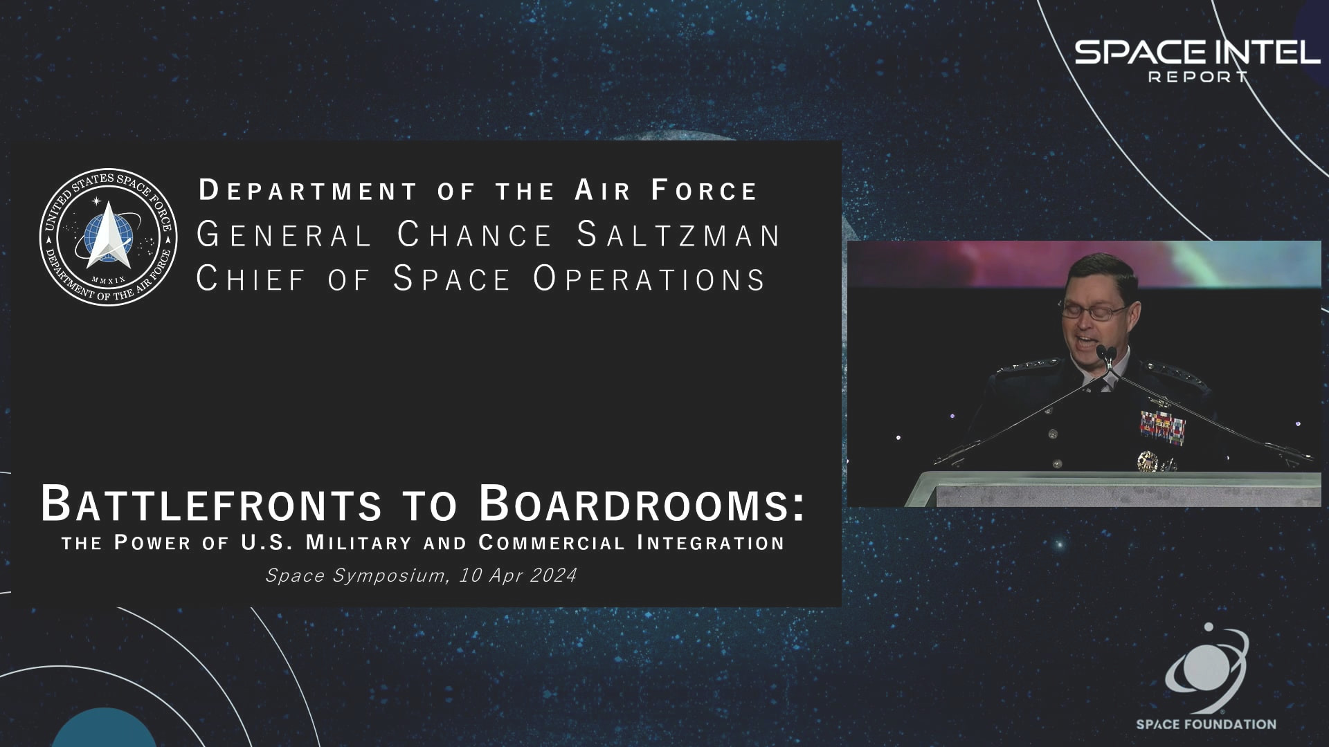 Gen. Chance Saltzman, the second chief of USSF Space Operations, discusses strengthening international efforts on space control, space cooperation and space classification to increase communication and collaboration to prevent a disaster in space.