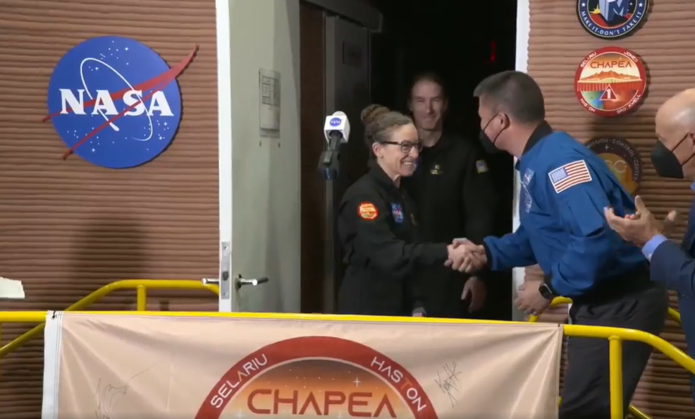 After 378 days, the CHAPEA crew emerged from its Mars Simulation at NASA's Johnson Space Center.